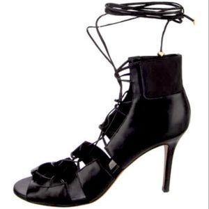 JIMMY CHOO 36.5 Black Leather lace up Bootie